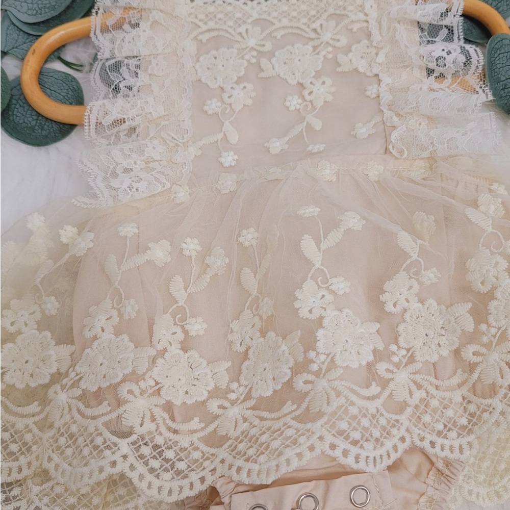 Charming Lace Baby Dress in Ivory - Picture 2 of 3